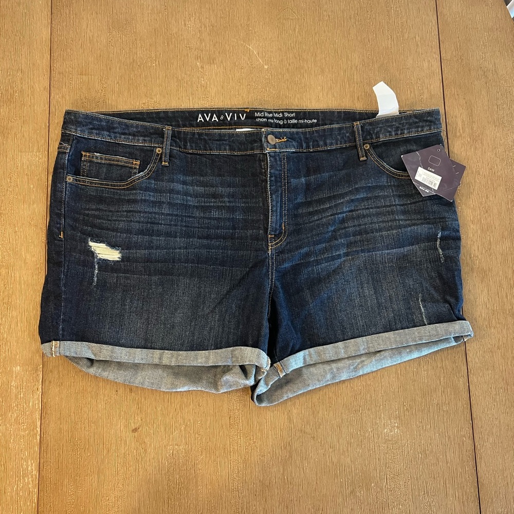 Ava & Viv Women's Dark Blue Denim Shorts